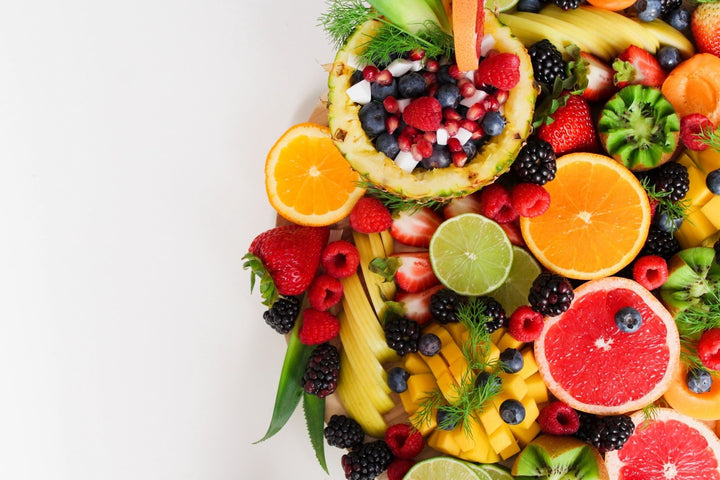 A medley of colorful fruits and vegetables on a platter