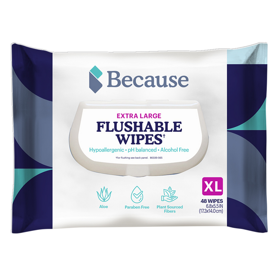 Because pH Balanced Flushable Cleansing Wipes - 48 pack