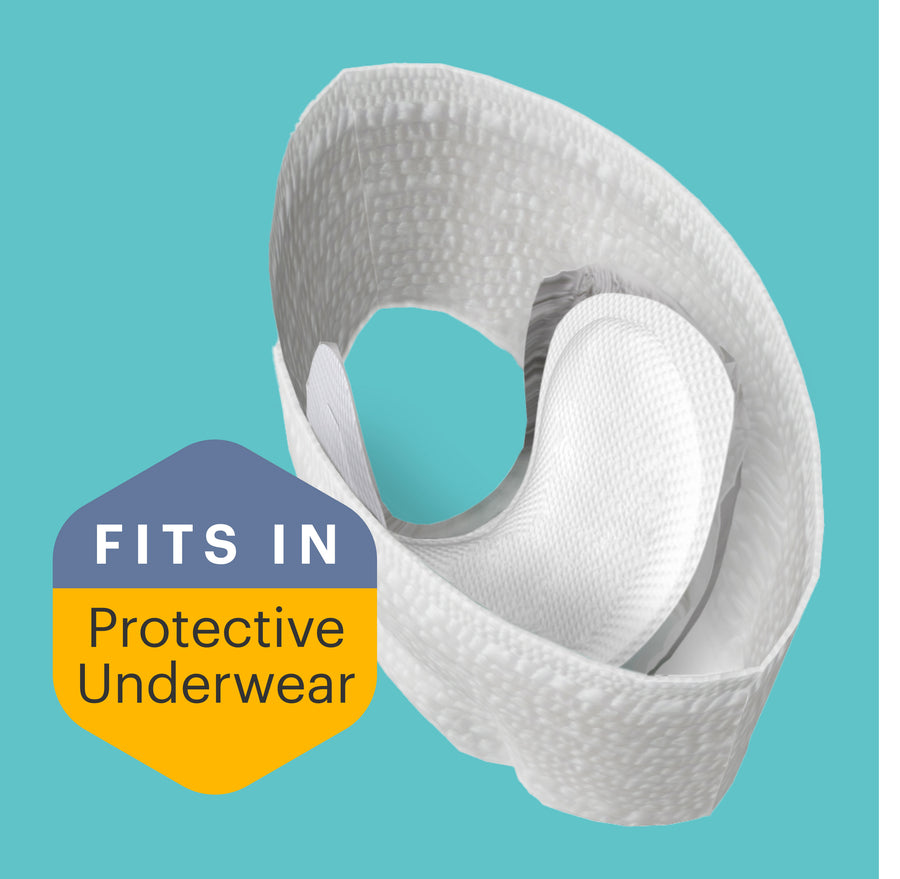Underwear with a booster inside to show that boosters fit inside of protective underwear