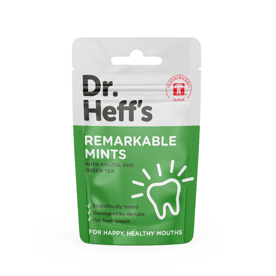 Dr Heff's remarkable mints with Xylitol and green tea. For happy healthy mouths