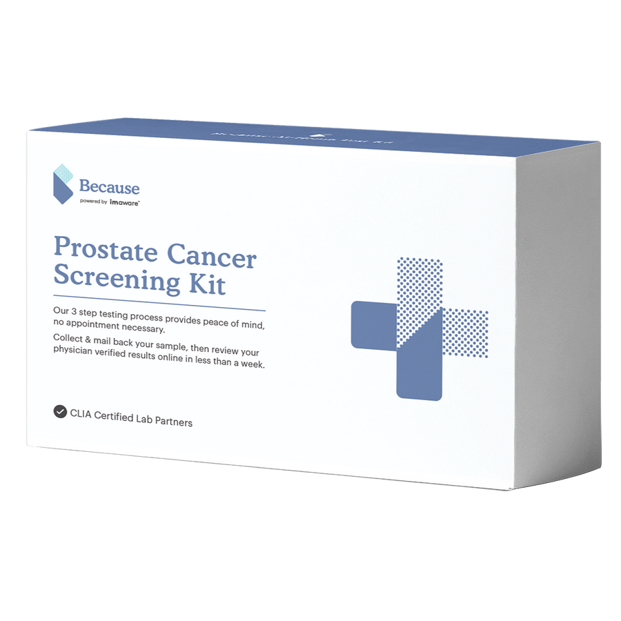 Because powered by Imaware Prostate Cancer Screening Kit. Our 3 step testing process provides peace of mind, no appointment necessary. Collect & mail back your sample, then review your physician verified results online in less than a week. CLIA certified lab partners.