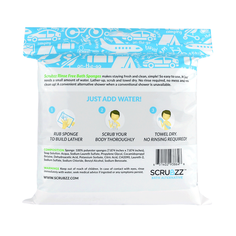 Scrubzz Rinse Free Bathing Wipes 25-pack