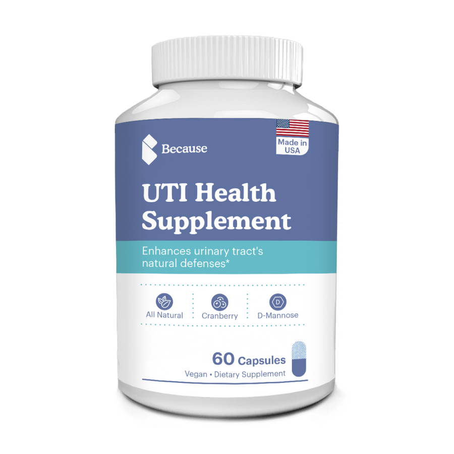 UTI Health Supplement enhances urianry tract's natural defenses. 60 capsules. Vegan dietary supplement