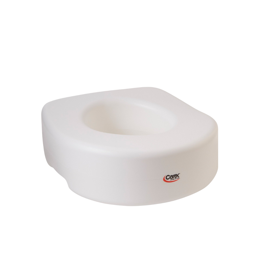 A plastic carex raised toilet seat