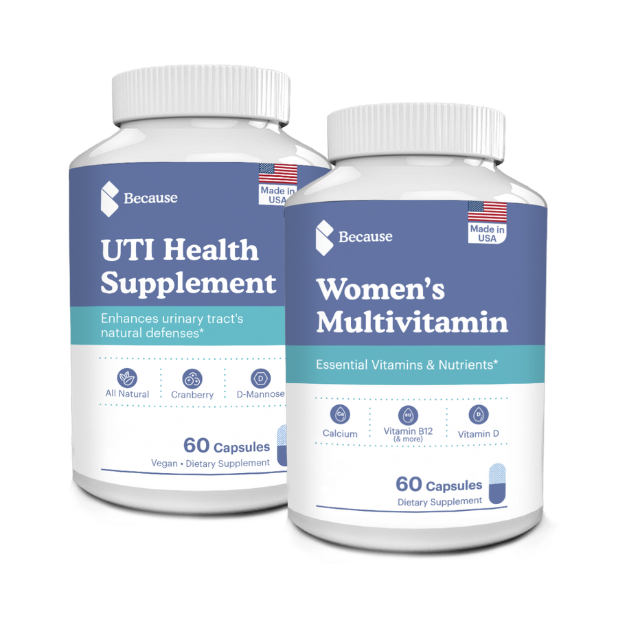 UTI Health Supplement and Women's Mulitvitamin bottles